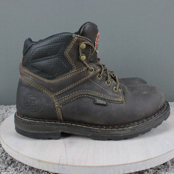 Irish Setter Work Boots Mens 8.5 Brown Leather Waterproof Workwear Safety